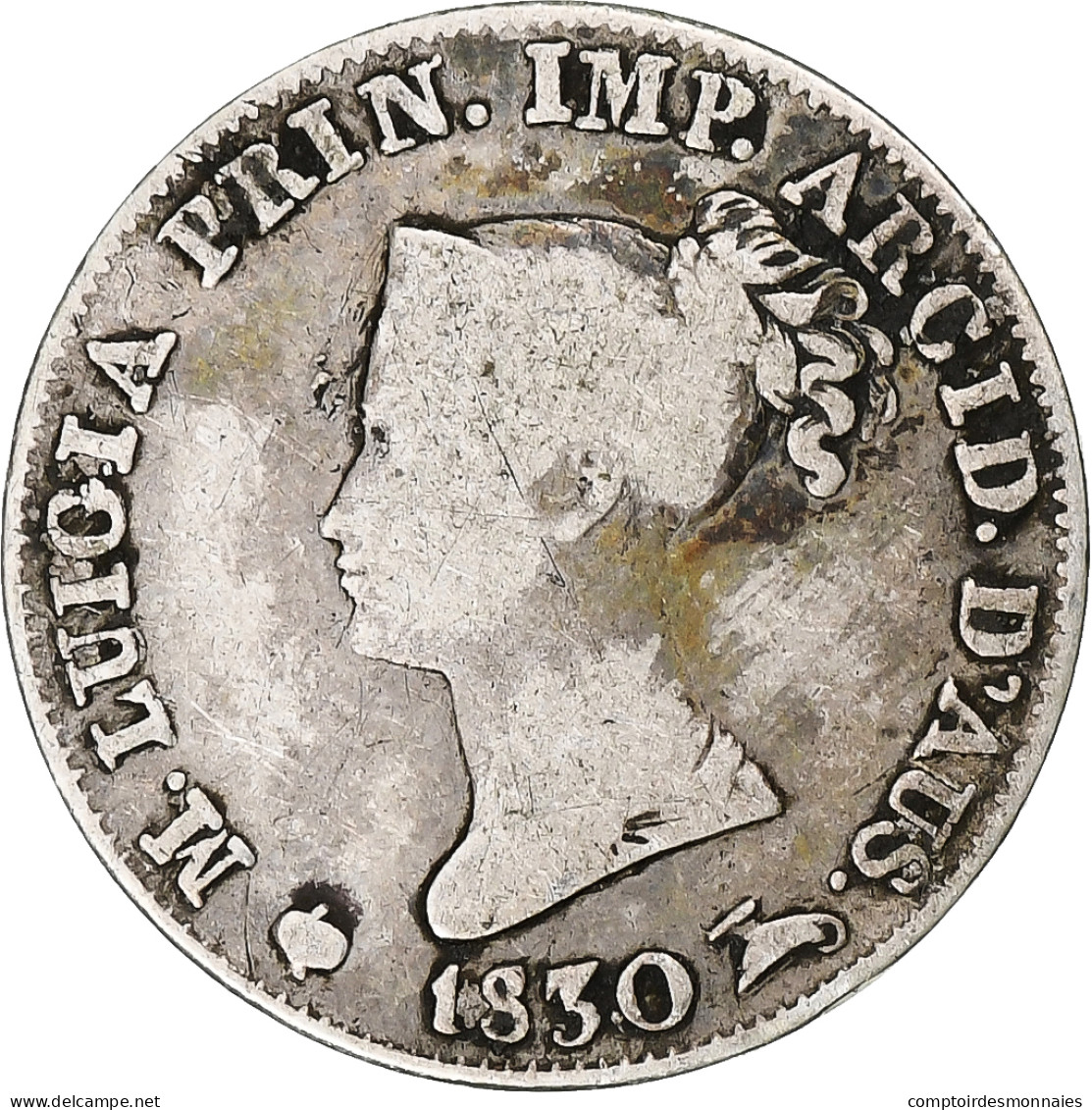 Italie, Duchy Of Parma, Maria Luigia, 5 Soldi, 1830, Parma, Argent, TB - Parme