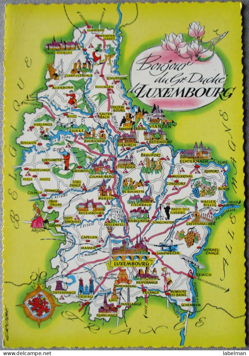 GRAND DUCHE DE LUXEMBOURG PICTORICAL MAP POSTCARD PICTURE CARTOLINA PHOTO POST CARD CPM CPA PC STAMP - Bourscheid