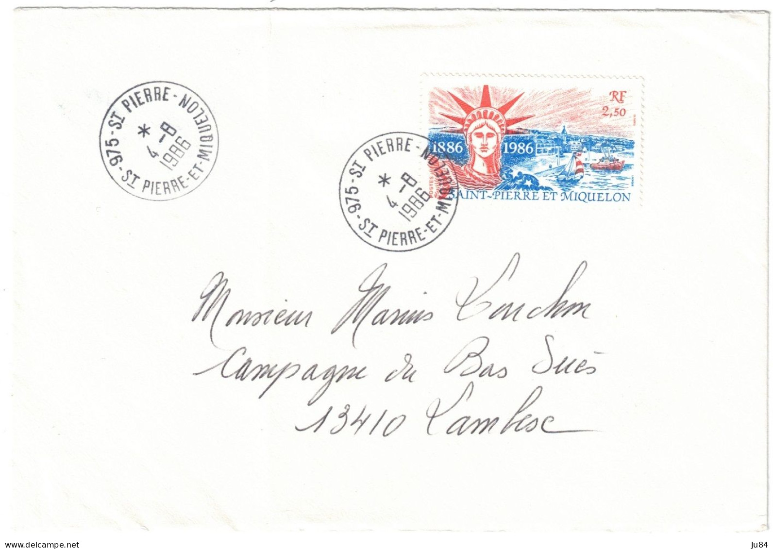Saint-Pierre Et Miquelon - St Pierre - Secteur 975 - 2,50 RF Seul Sur Lettre - Lettre Pour La France - 4 Août 1986 - Lettres & Documents