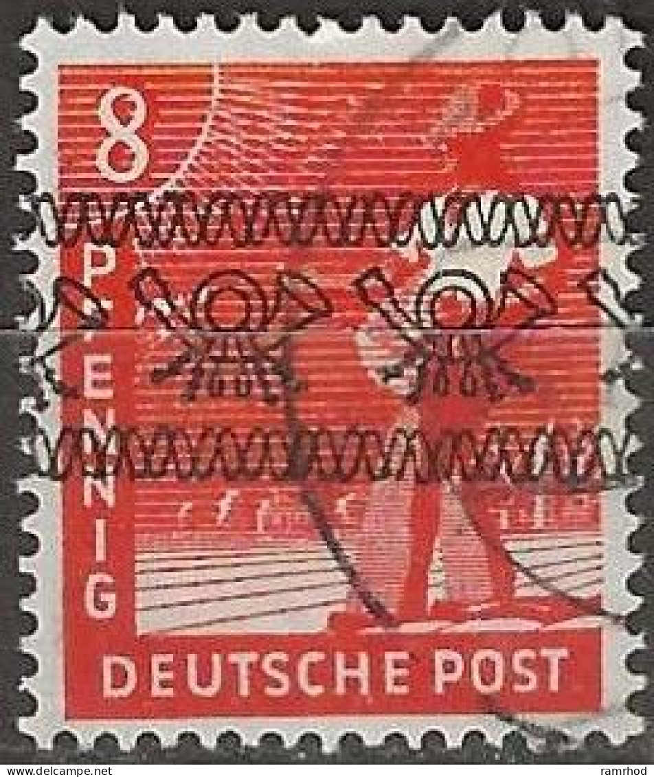 GERMANY 1948 Currency Reform - Sower Overprinted - 8pf. - Red FU - Gebraucht