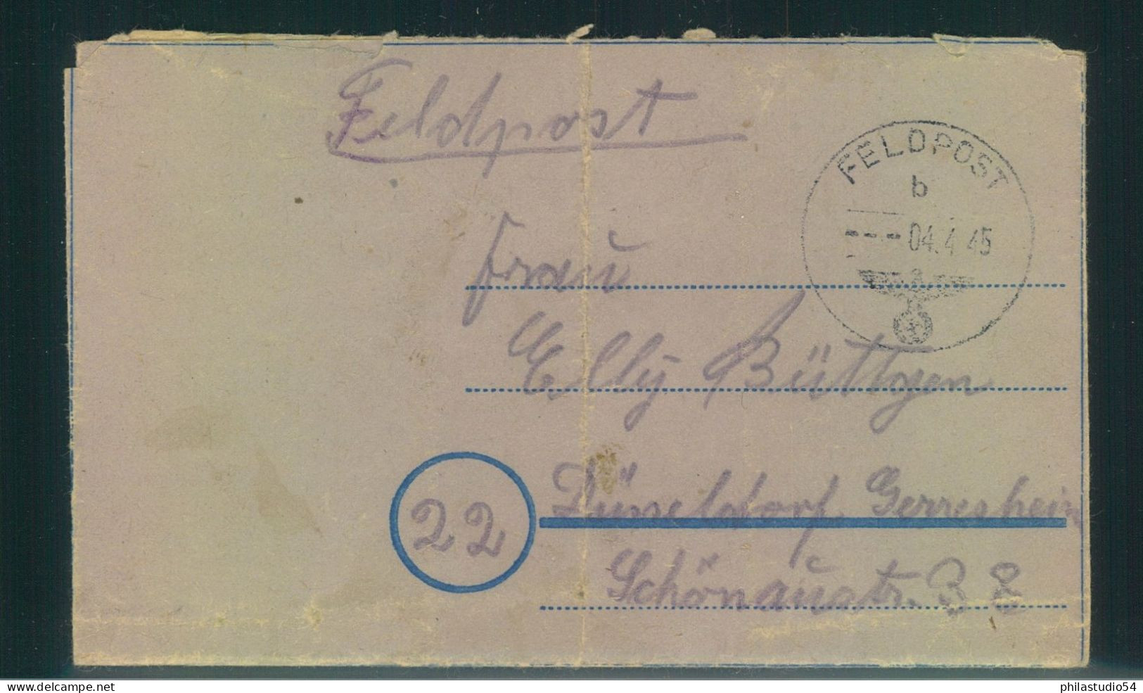 1944, Feldpostbrief Der FP-Nummer 05509 Vom 4.4.44 - Feldpost World War II