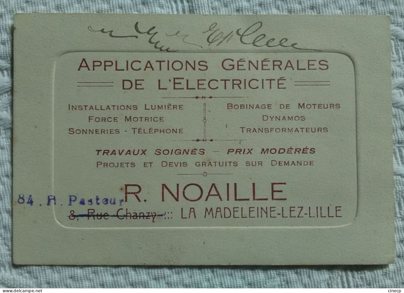 CARTE DE VISITE 59 LA MADELEINE LEZ LILLE - ELECTRICIEN R. NOAILLE - La Madeleine