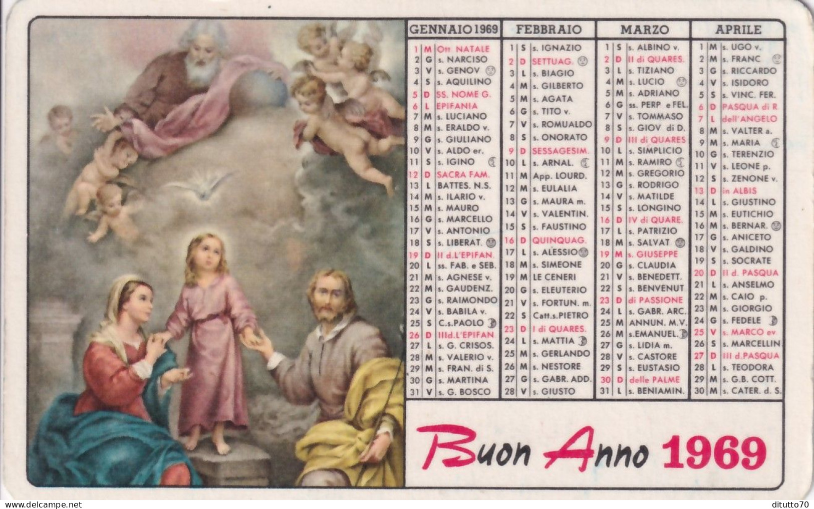 Calendarietto - Orfanotrofio Antoniano Femminile - Istituto Spirito Santo - Messina - Anno 1969 - Klein Formaat: 1961-70