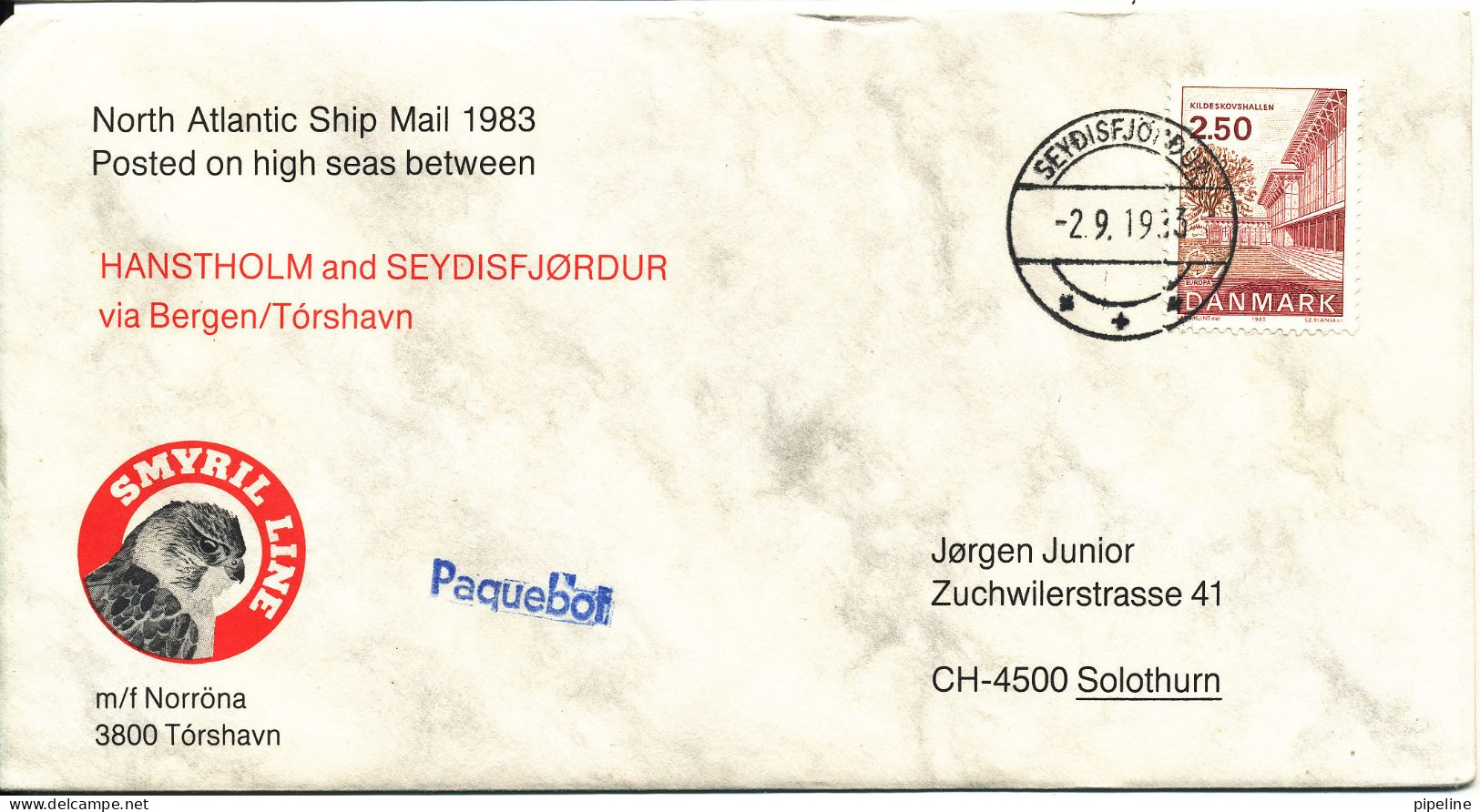 Denmark Cover Paquebot Smyril Line 2-9-1983 Posted On High Seas Between Hanstholm And Seydisfjördur - Brieven En Documenten