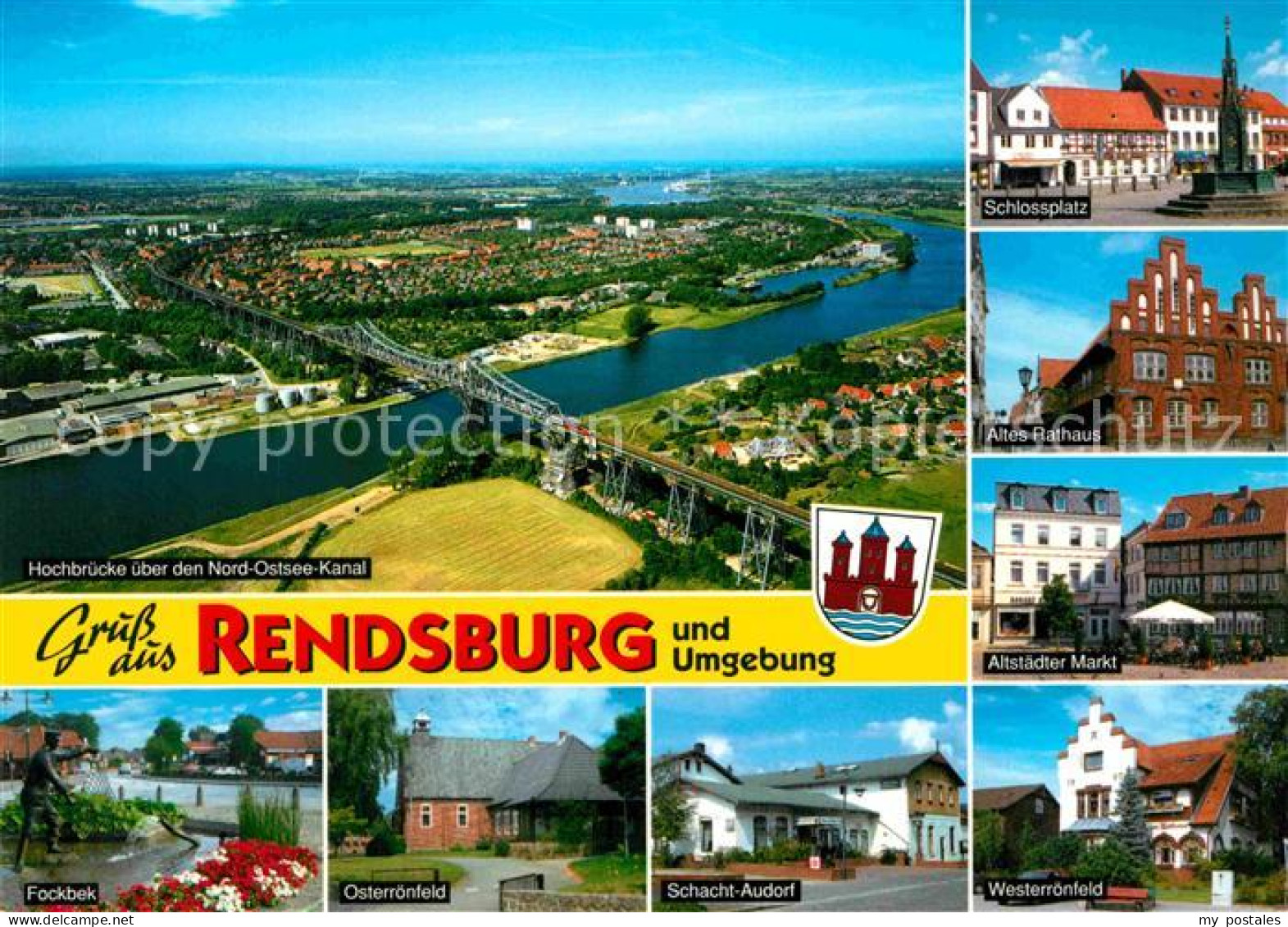 72845041 Rendsburg Und Umgebung Hochbruecke Nord Ostsee Kanal Fliegeraufnahme Sc - Rendsburg