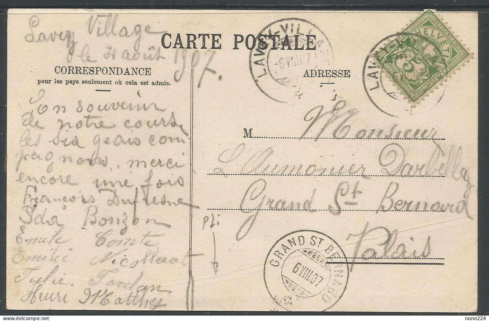 Carte P De 1907 ( St-Maurice Et La Dent Du Midi ) - Saint-Maurice