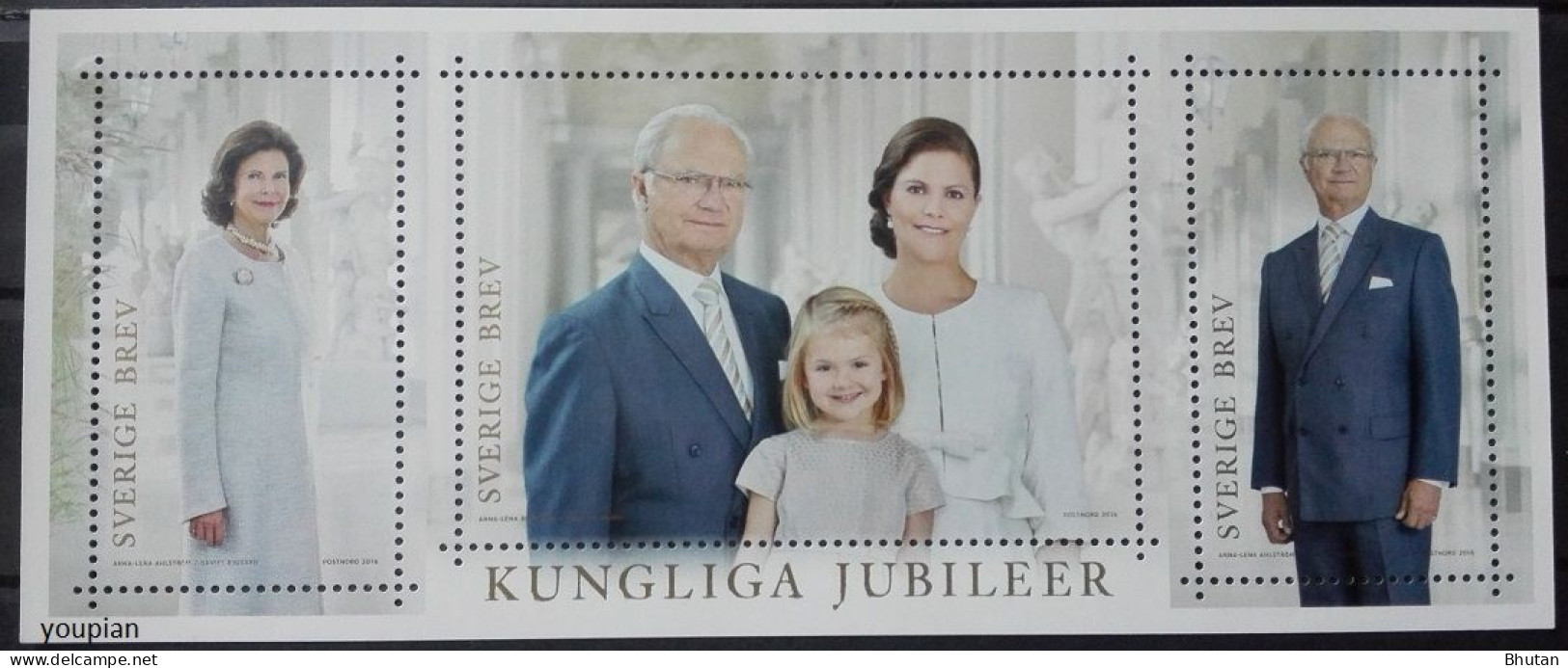 Sweden 2016, 40th Anniversary Of The Throne Of King Carl XVI Gustaf, MNH S/S - Nuovi