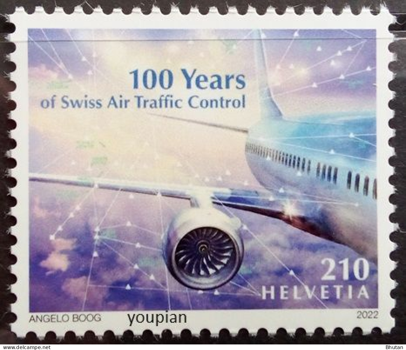 Switzerland 2022, 100 Years Of Swiss Air Traffic Control, MNH Single Stamp - Unused Stamps