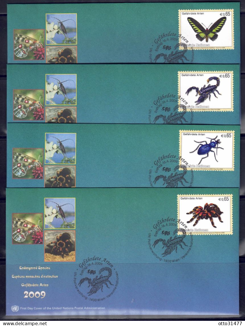 UNO Wien 2009 - Gefährdete Arten (XVII) - Insekten, FDC Mit Nr. 588 - 591 - FDC