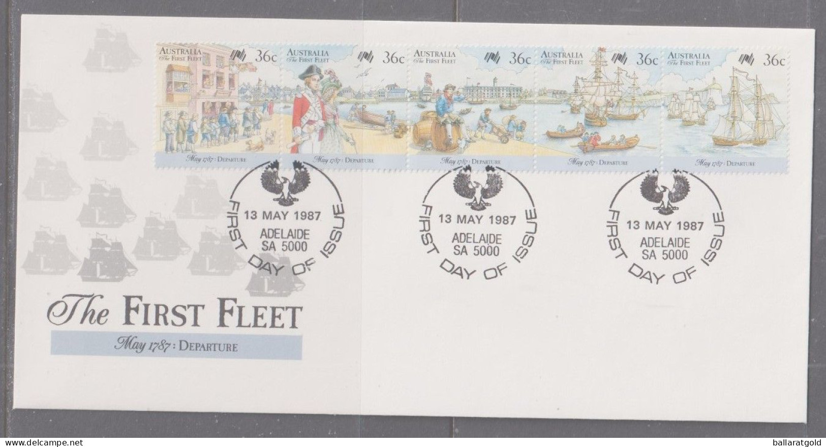 Australia 1987 First Fleet - Departure First Day Cover - Adelaide SA - Brieven En Documenten