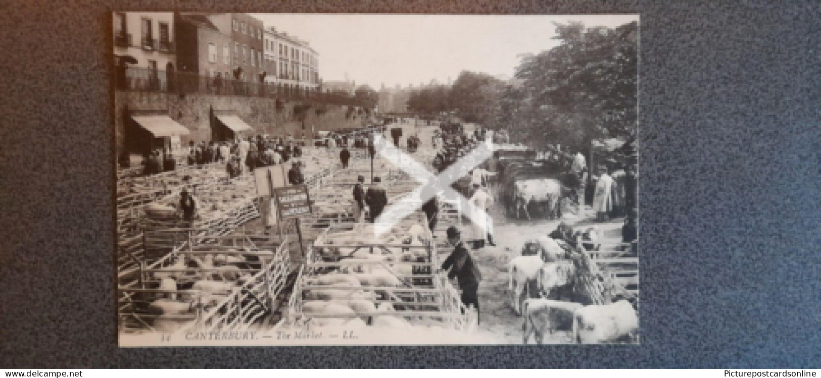 CANTERBURY THE MARKET OLD B/W POSTCARD KENT LL LEVY NO 14 - Canterbury