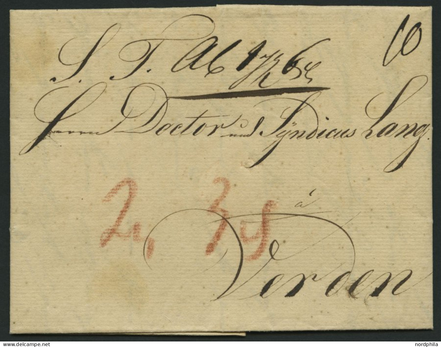 HAMBURG VORPHILA 1825, Brief Von Hamburg Nach Verden, Rückseitiger Datumsstempel, Pracht - Vorphilatelie