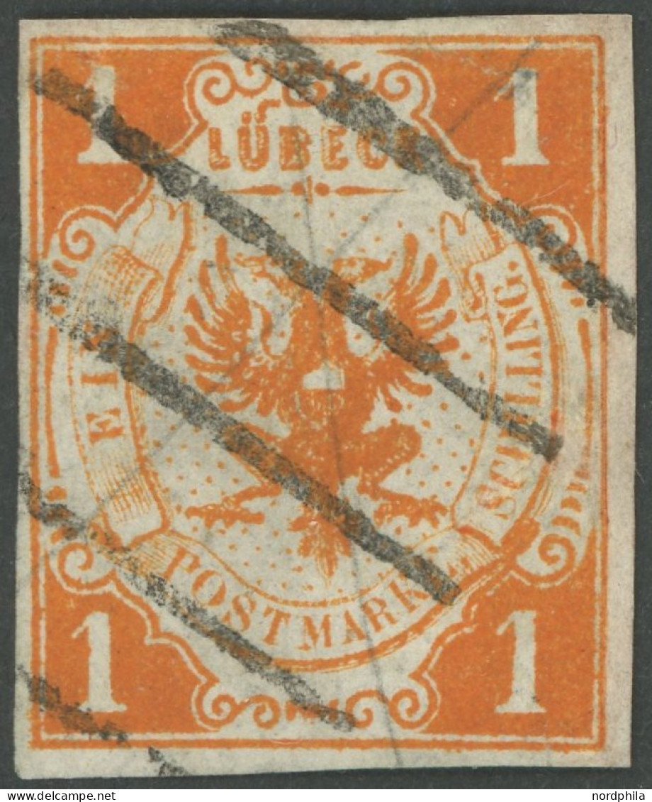 LÜBECK 1 O, 1859, 1/2 S. Dunkelviolettgrau, Rechter Rand Ergänzt, Repariert Wie Pracht, Mi. (2500.-) - Luebeck