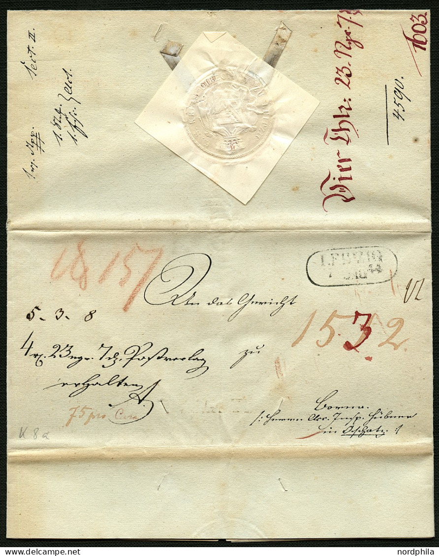 SACHSEN Sachsen 1844, Vorphilabrief - Postvorschussbrief Von Leipzig Nach Borna Auf Wasserzeichenpapier, Rechts Oben Kro - Saxe