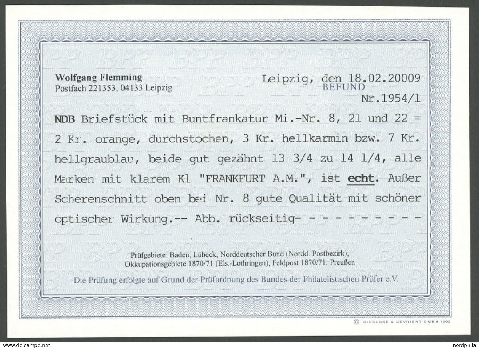 NDP 8,21/2 BrfStk, 1868/9, Dreifarben-Mischfrankatur Auf Briefstück, 2 Kr. Oben Scherentrennung Sonst Dekoratives Pracht - Autres & Non Classés