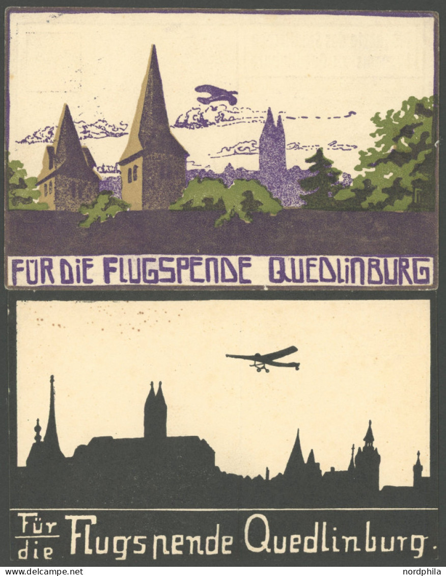 PIONIERFLUGPOST 1909-1914 1912, Flugspende Quedlinburg, 2 Sonderkarten (eine Blanko), Pracht - Airplanes