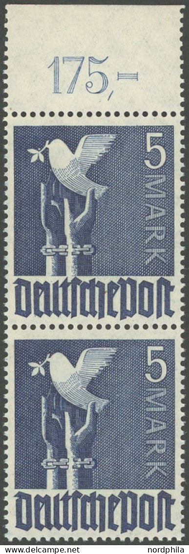 ALLIIERTE BES. 962c POR , 1948, 5 M. Schwärzlichultramarin, Oberrandstück, Durchgezähnt, Plattendruck, Postfrisch, Prach - Sonstige & Ohne Zuordnung