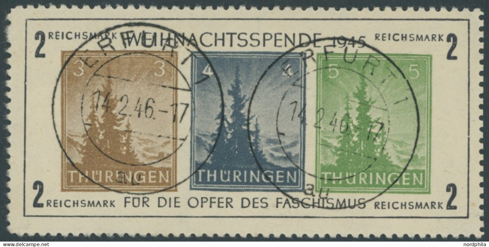 THÜRINGEN Bl. 1x O, 1945, Block Antifa, Weißes Kartonpapier, Type II, Pracht, Fotoattest Ströh, Mi. 1100.- - Autres & Non Classés