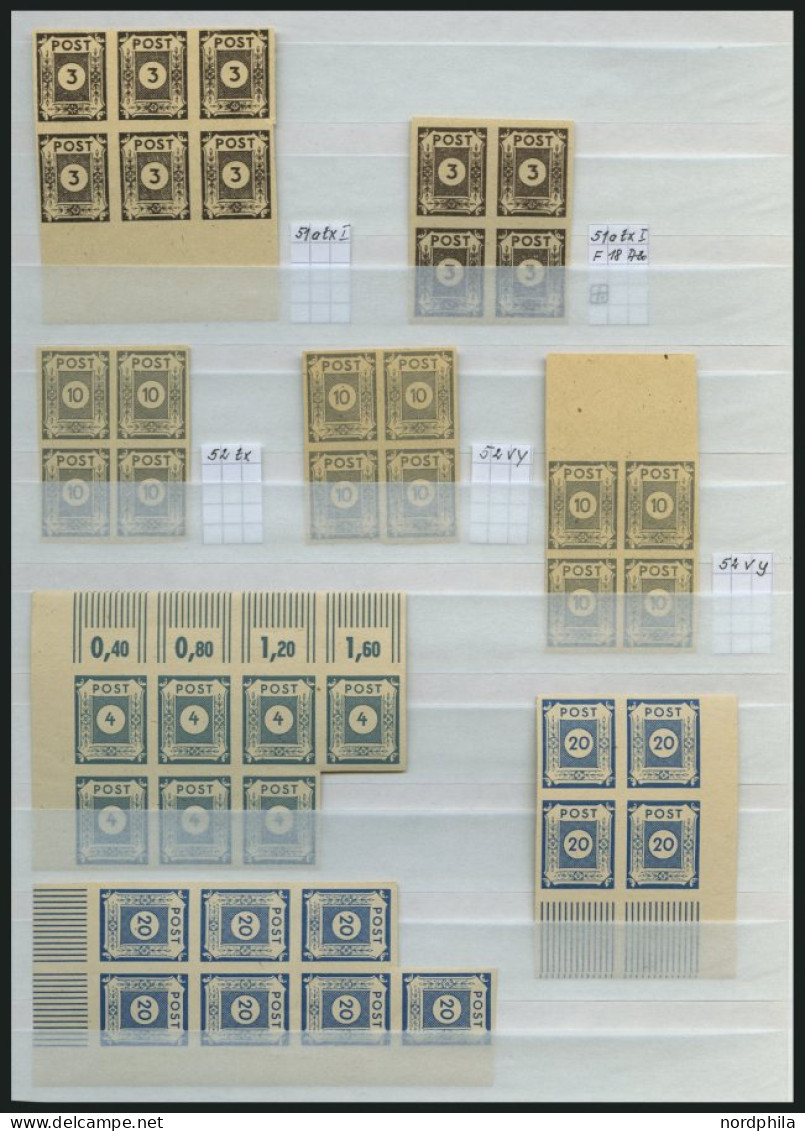 SAMMLUNGEN, LOTS VB , Interessante Viererblock-Sammlung SBZ, Ohne Mecklenburg-Vorpommern, Meist Kleinere Werte, Insgesam - Otros & Sin Clasificación