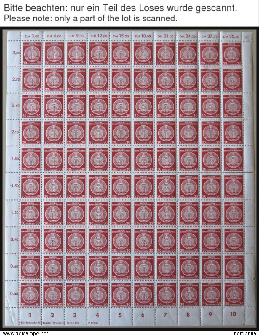 DIENSTMARKEN A D 34-39 , 1957/8, 5 - 40 Pf., Wz. 3, 10 Bogen (100) Mit Verschiedenen Druckerei-Vermerken, U.a. Mit Nr. 3 - Autres & Non Classés