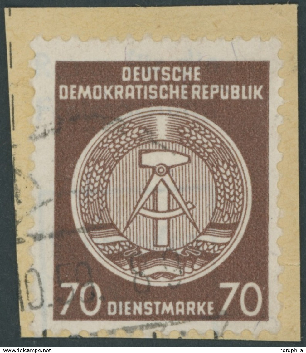 DIENSTMARKEN A D 41yAY BrfStk, 1958, 70 Pf. Rötlichbraun, Wz. 3Y, Gefasertes Papier, Prachtbriefstück, Gepr. König, Mi.  - Autres & Non Classés