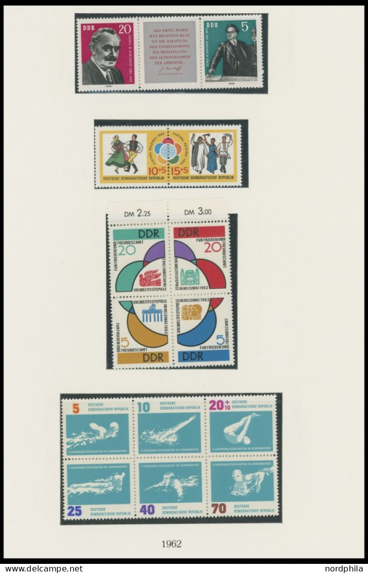 SAMMLUNGEN , Postfrische Sammlung DDR Von 1953-62 Auf Lindner Falzlosseiten, Ab 1955 In Den Hauptnummern Komplett, Prach - Autres & Non Classés