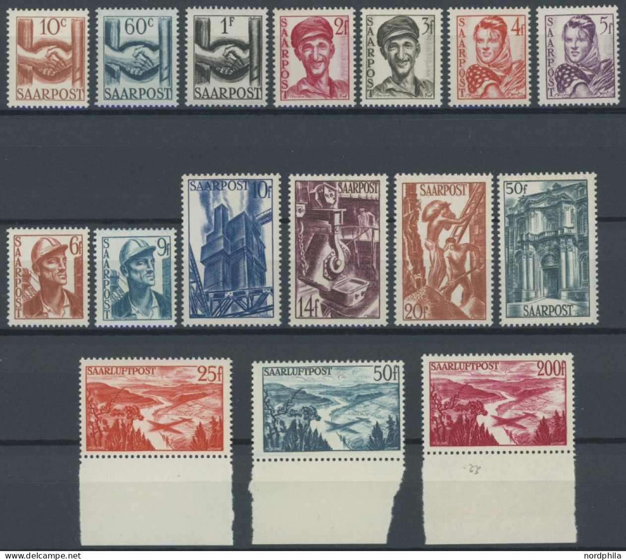 SAARLAND 239-54 , 1948, Wiederaufbau, Postfrisch, 2 Prachtsätze, Mi. 89.- - Autres & Non Classés