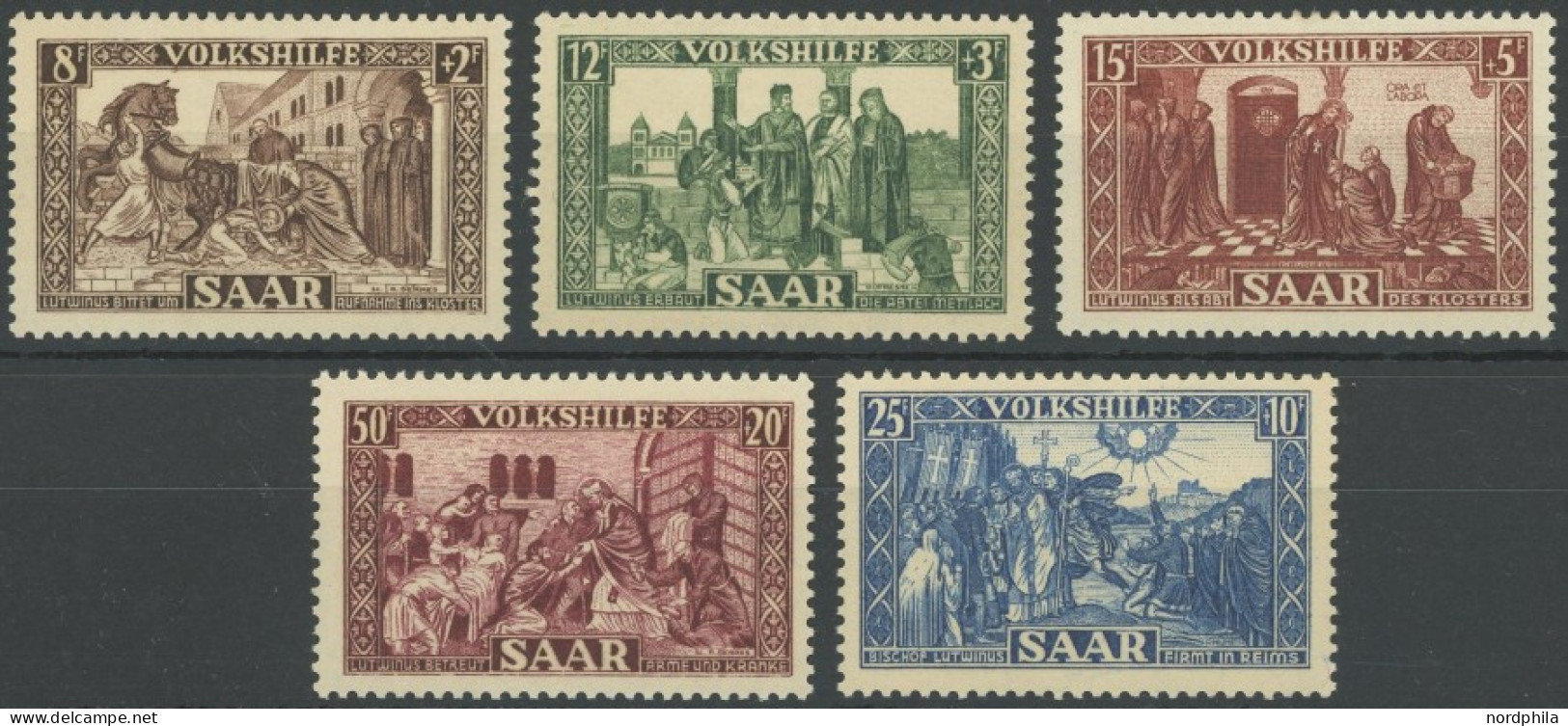 SAARLAND 299-303 , 1950, Volkshilfe, Postfrischer Prachtsatz, Mi. 75.- - Other & Unclassified