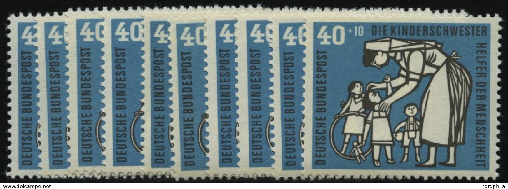 ENGROS 246 , 1956, 40 Pf. Kinderpflege, 10 Prachtwerte, Mi. 150.- - Unused Stamps