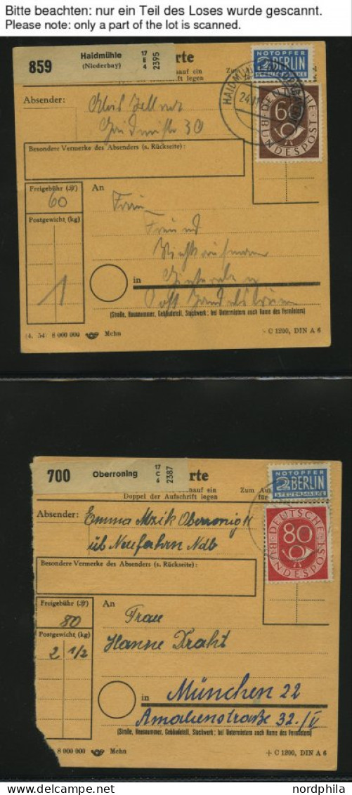 SAMMLUNGEN 1953/4, Interessante Sammlung Von 40 Paketkarten Mit Verschiedenen Posthorn-Frankaturen, Dabei Auch Einzelfra - Autres & Non Classés