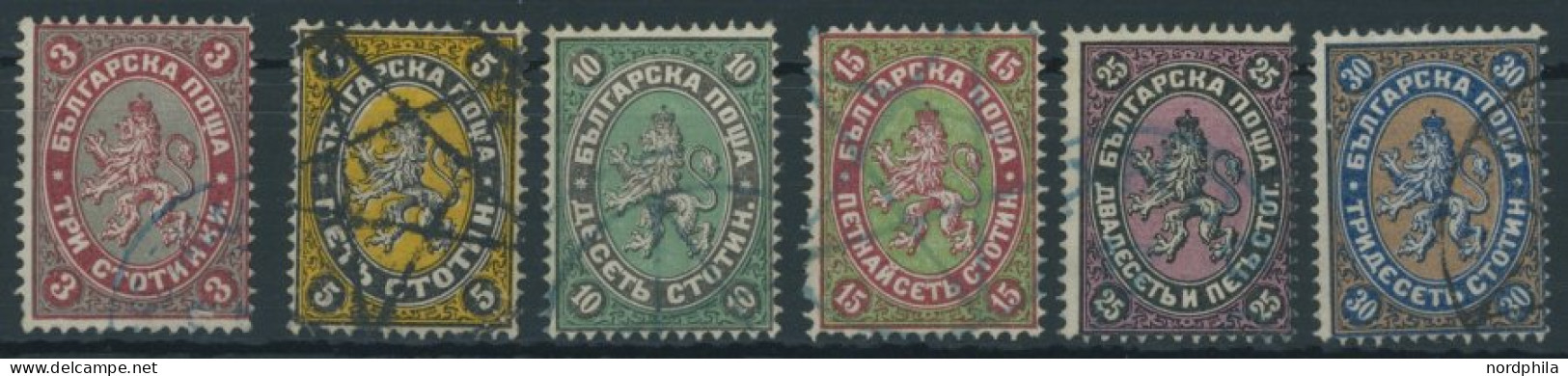 BULGARIEN 6-11 O, 1881, 3 - 30 St. Wappenlöwe, Prachtsatz, Mi. 180.- - Autres & Non Classés