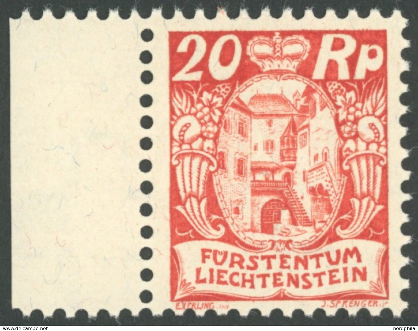 LIECHTENSTEIN 70 , 1926, 20 Rp. Dunkelzinnoberrot, Postfrisch, Pracht, Mi. 170.- - Autres & Non Classés