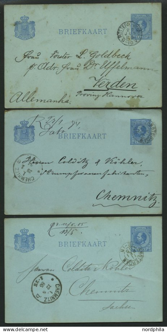 NIEDERLANDE 1884-1903, 5 Ganzsachenkarten Nach Deutschland, Etwas Unterschiedliche Erhaltung - Entiers Postaux