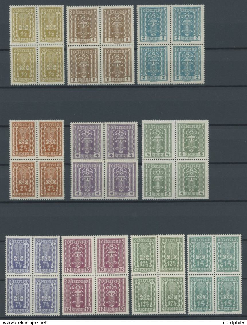 ÖSTERREICH 1918-1938 360-97 VB , 1922/4, Freimarken In Postfrischen Viererblocks (4 Kr. Nur 2 Paare), Bei 4000 Kr. Die U - Sonstige & Ohne Zuordnung