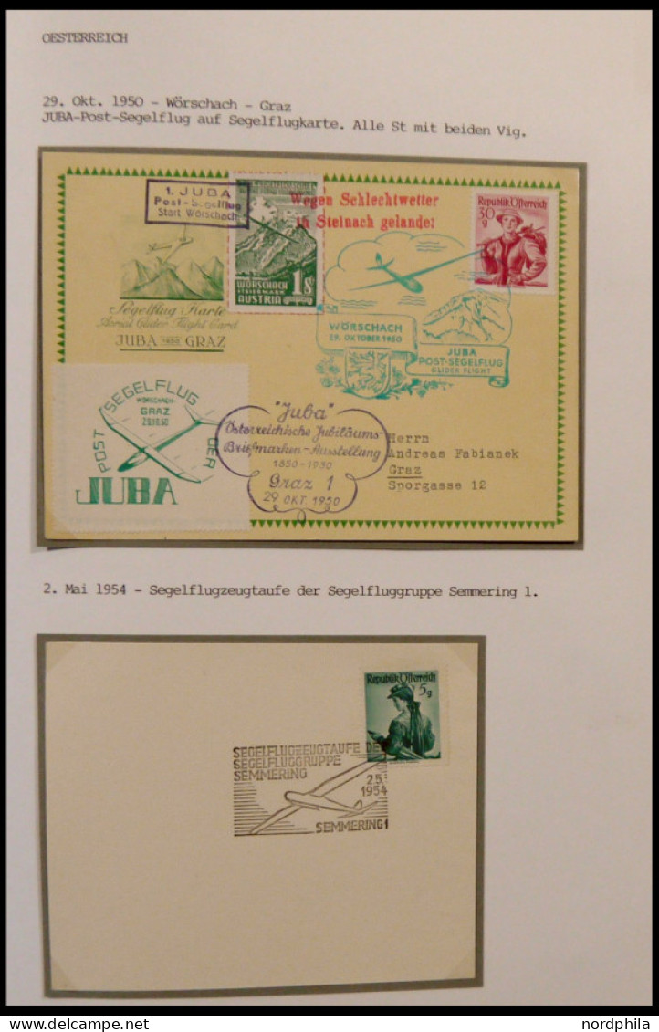 SONDERFLÜGE 1950-98, Sammlung Mit 76 Belegen Segelflug Und Verwandte Sportarten, Mit Ausländischen Zuleitungen Aus 9 Län - Autres & Non Classés