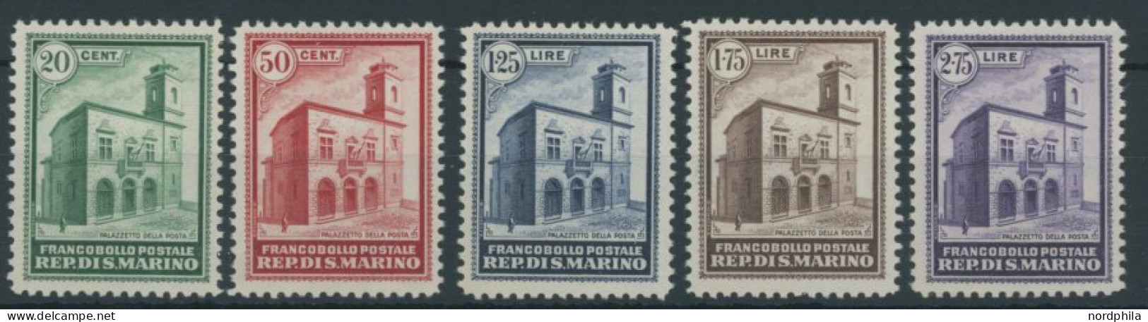 SAN MARINO 175-79 , 1932, Neues Postgebäude, Prachtsatz, Mi. 1300.- - Autres & Non Classés