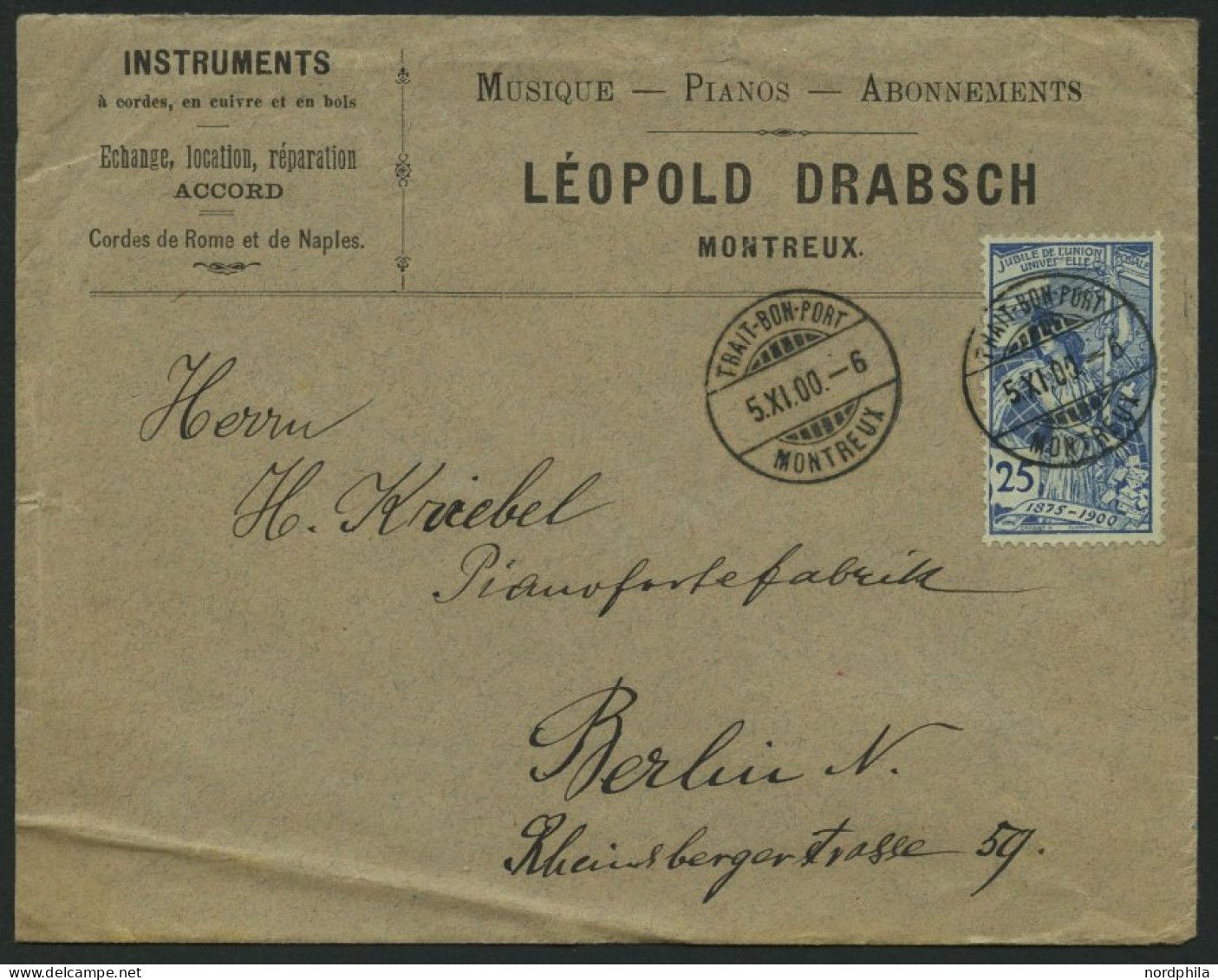 SCHWEIZ BUNDESPOST 59,67,73 BRIEF, 1895,1900, 25 C. Grün, 25 C. Blau Und 25 C. UPU, Je Als Einzelfrankatur Auf Brief Nac - Lettres & Documents