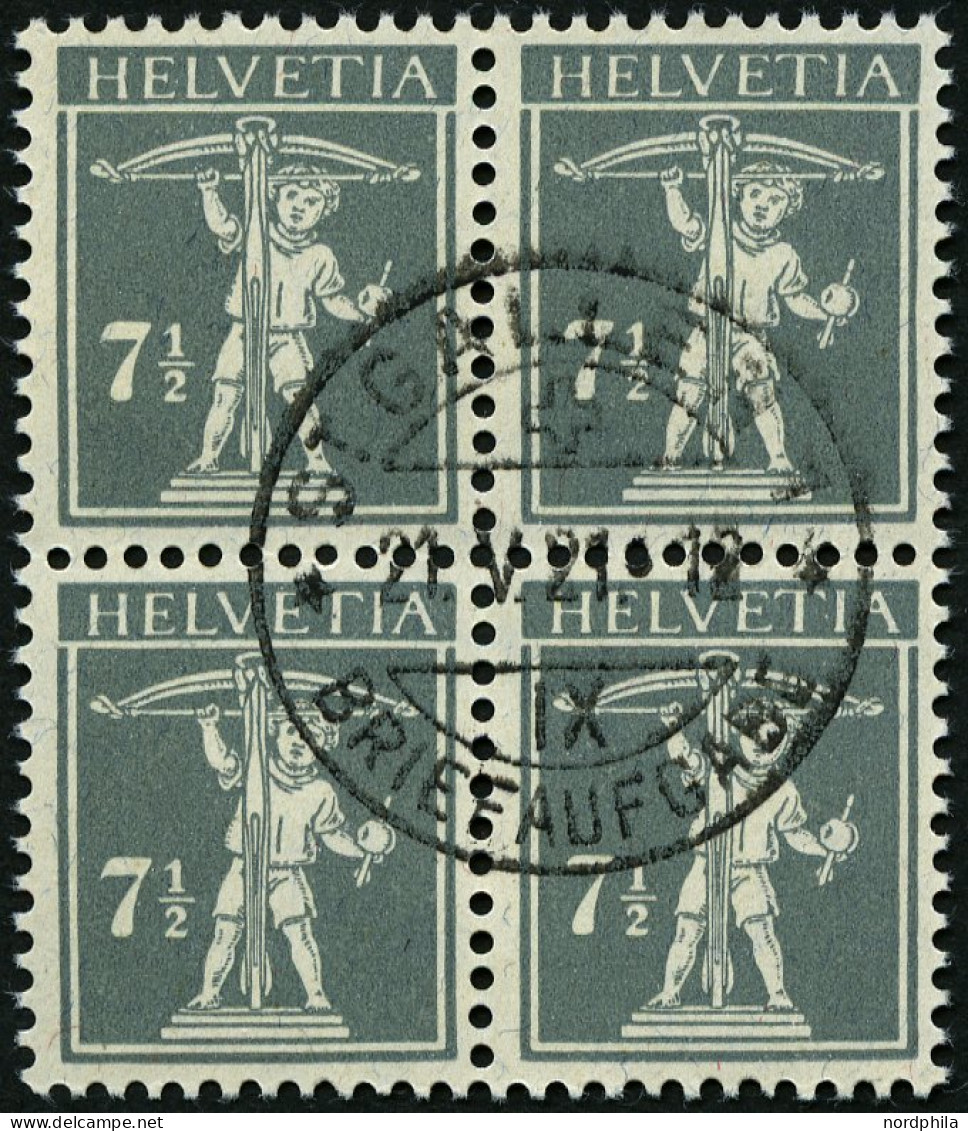 SCHWEIZ BUNDESPOST 138xIII VB O, 1915, 13 C. Dunkelgrauoliv Auf Mattgelblichorange, Type III, Im Zentrisch Gestempelten  - Used Stamps