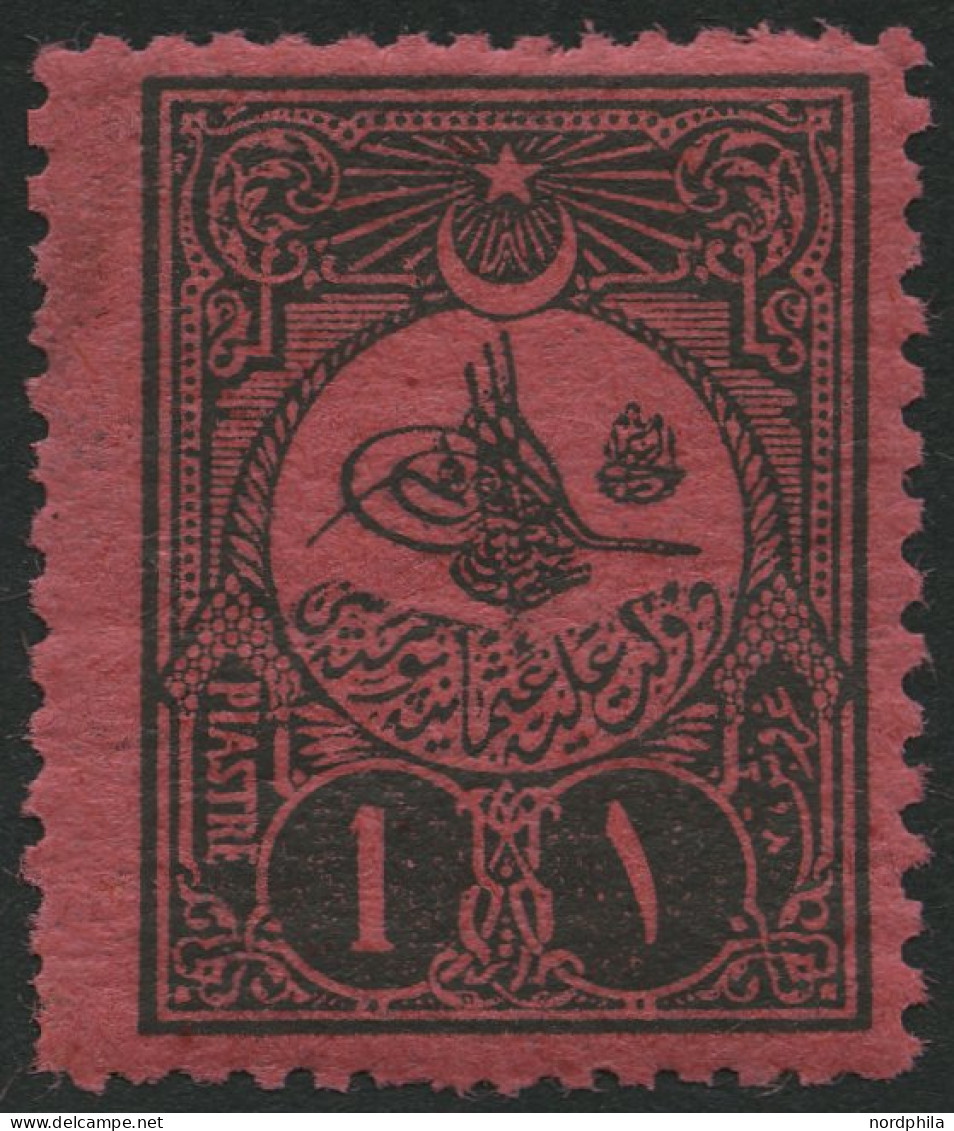 PORTOMARKEN P 29E , 1908, 1 Pia. Schwarz Auf Rosa, Gezähnt 131/4:12, Falzrest, Pracht, Mi. 140.- - Autres & Non Classés