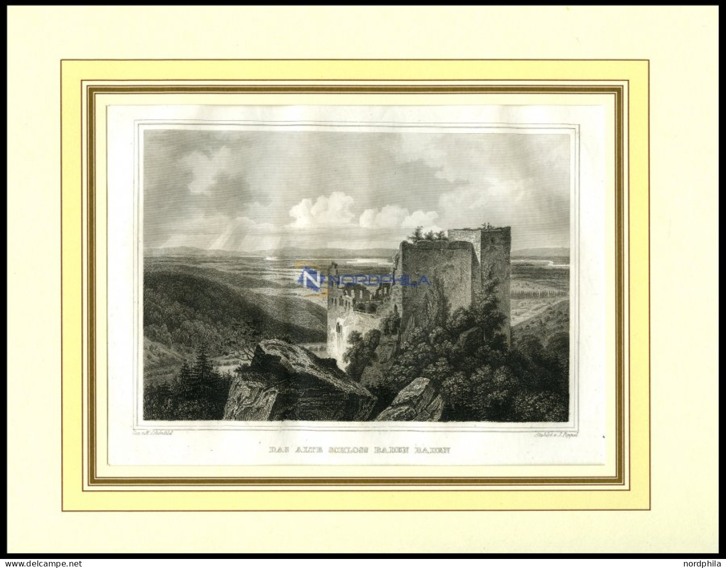 BADEN-BADEN: Die Ruine Des Alten Schlosses, Stahlstich Von Schönfeld/Poppel, 1840 - Stiche & Gravuren