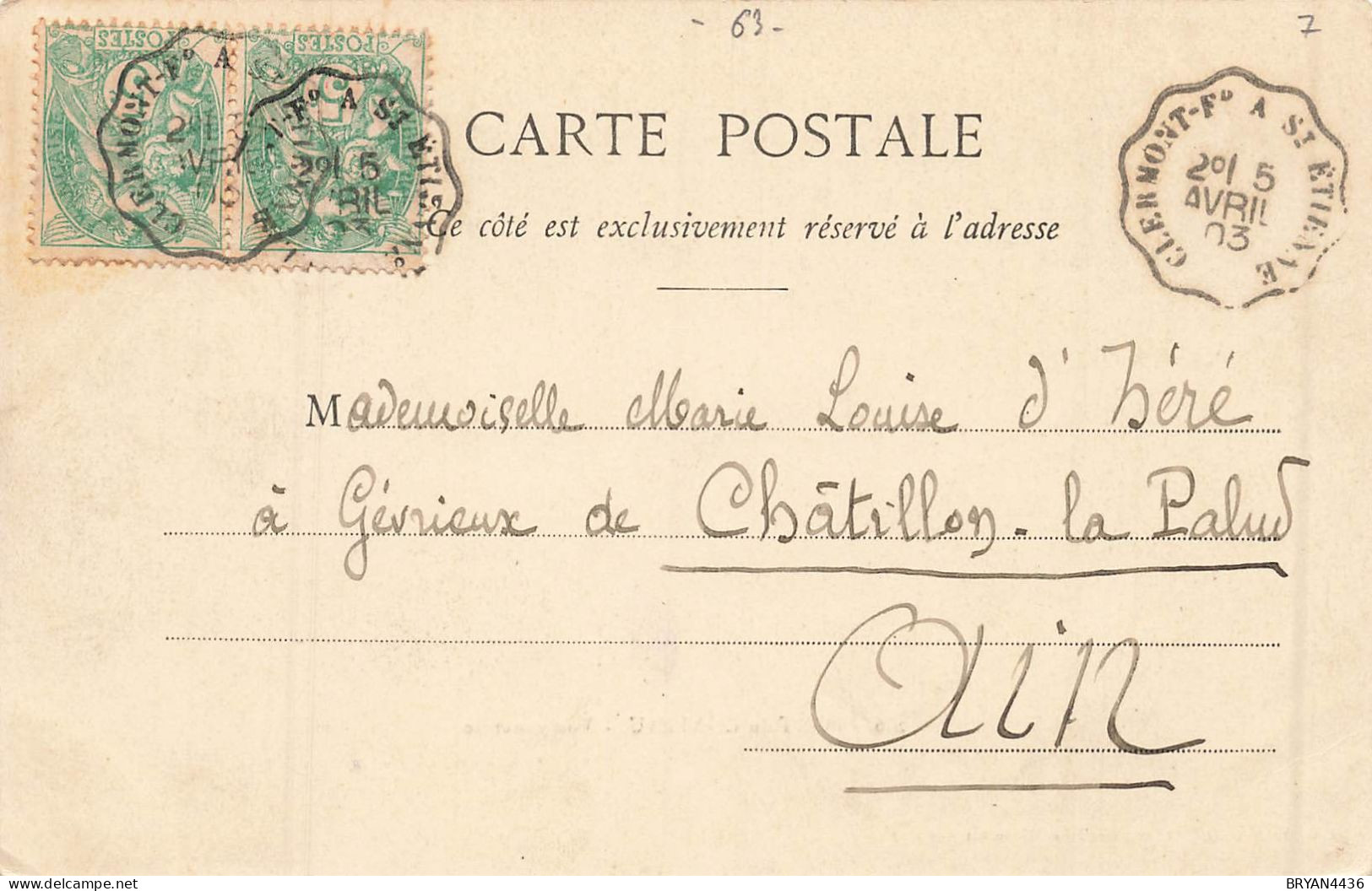 63 - PONT DU CHATEAU - VUE GENERALE - CARTE PRECURSEUR  écrite Et Voyagée 1903 - Pont Du Chateau