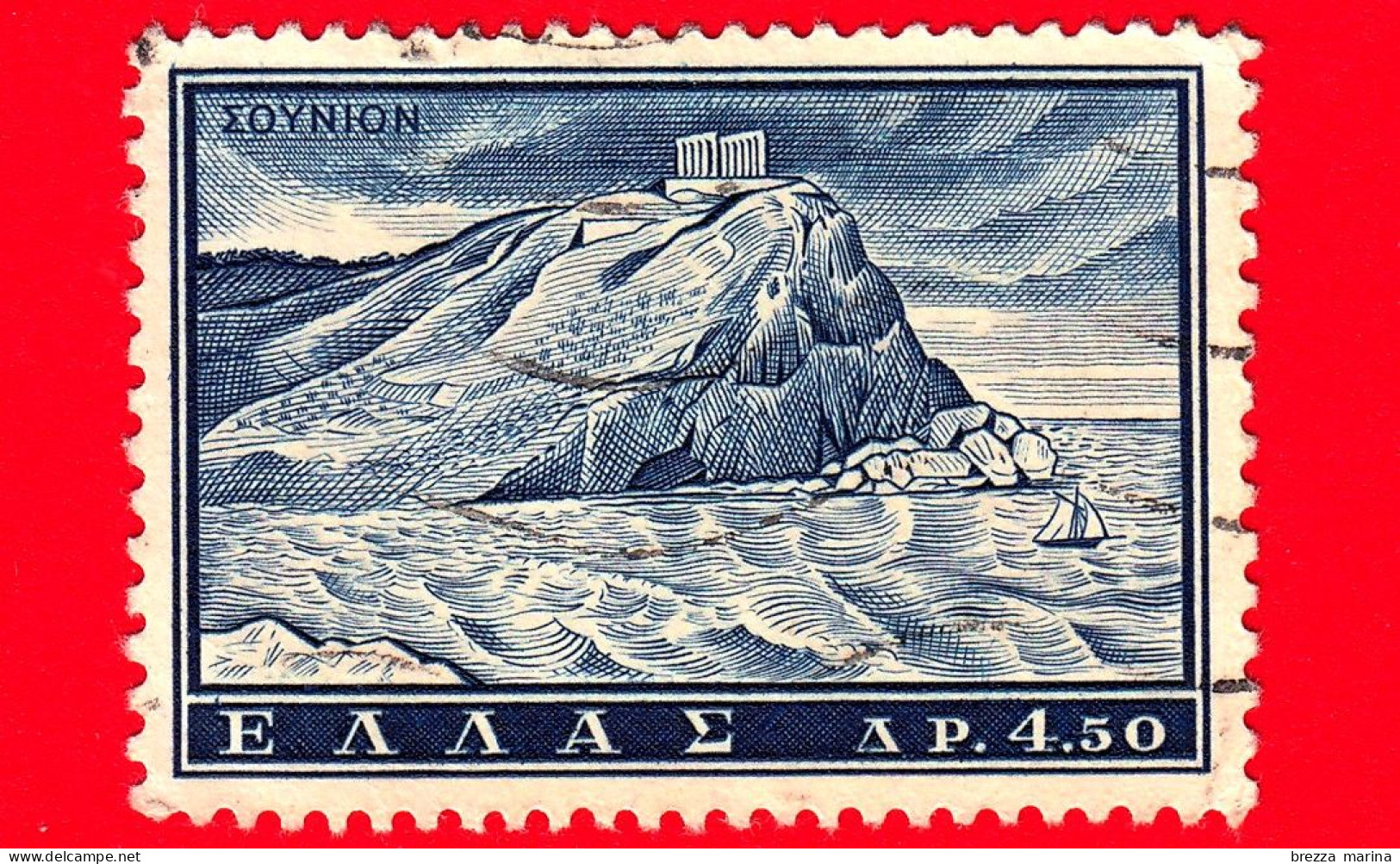 GRECIA - HELLAS - Usato - 1961 - Paesaggi E Monumenti Antichi - Tempio Di Poseidone, Capo Sounion - 4.50 - Gebraucht