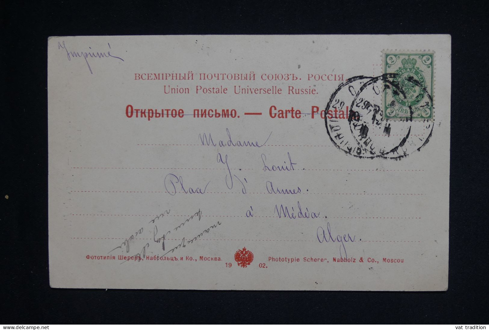 RUSSIE - CPA Pour L'Algérie - 1903 - Types - Pas Courant - A  2082 - Covers & Documents