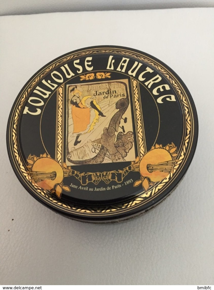 TOULOUSE LAUTREC Cliché Jane Avril Au Jardin De Paris -  Boîte En Fer Ronde De Sélection De Fines Confiseries Françaises - Dosen