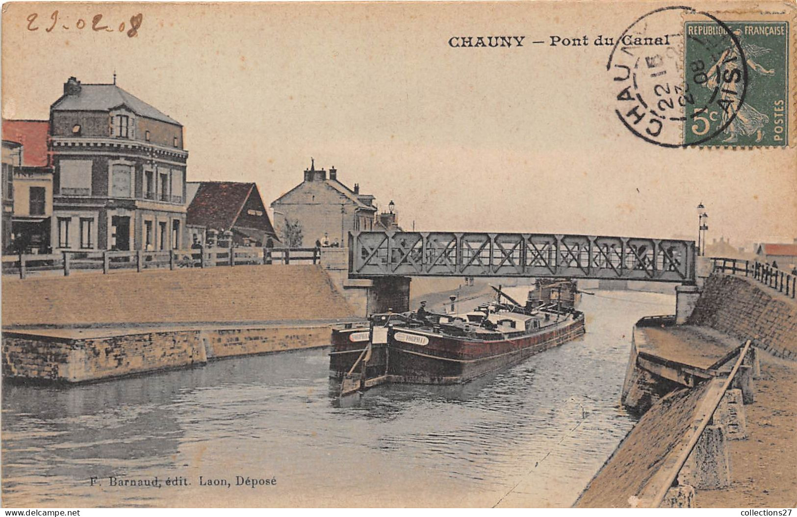 02-CHAUNY- PONT DU CANAL - Chauny