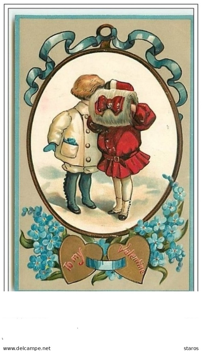 Carte Gaufrée - To My Valentine - Jeune Couple S'embrassant - Saint-Valentin
