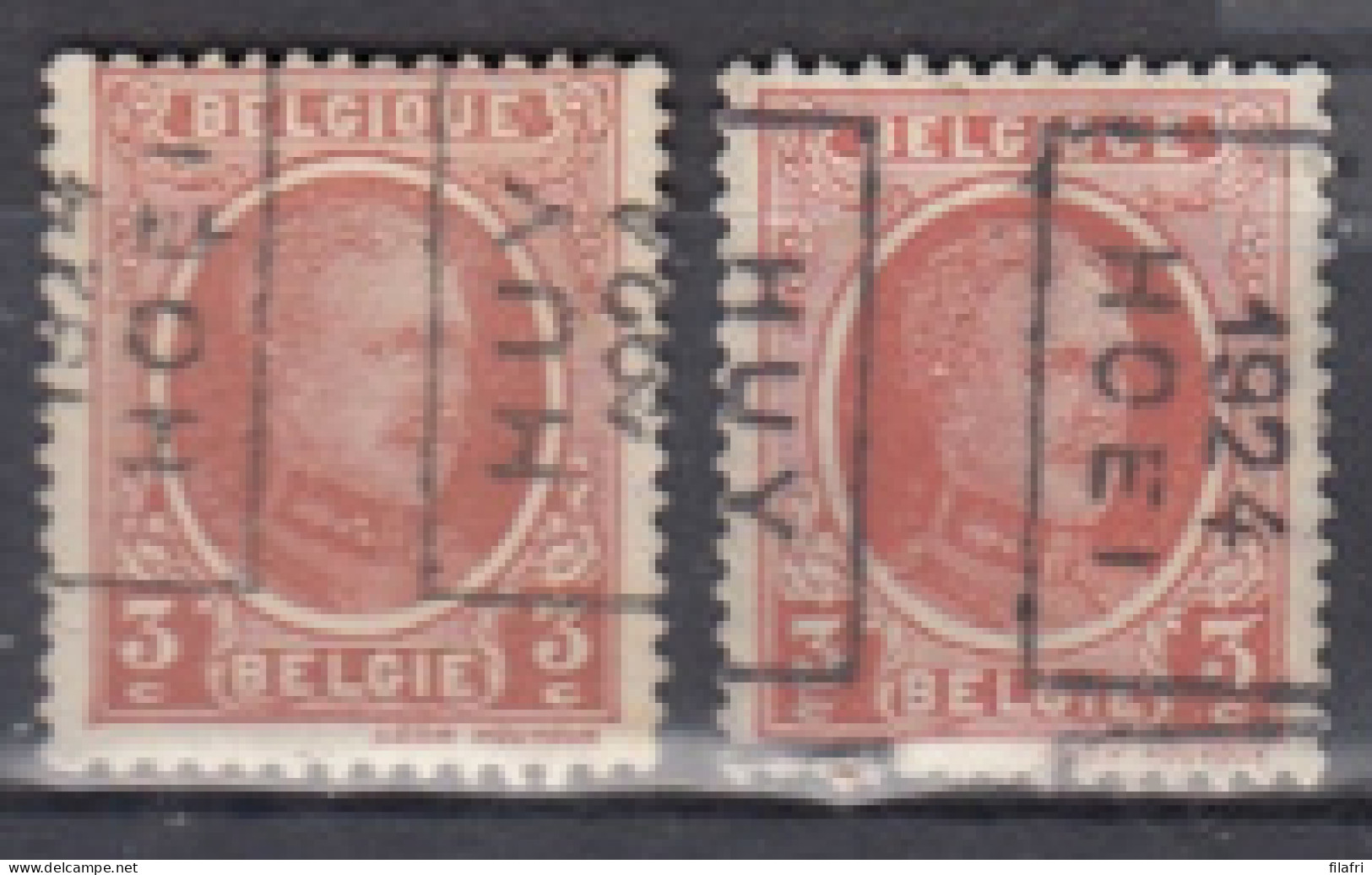 3319 Voorafstempeling Op Nr 192 - HUY 1924 HOEI - Positie A & B - Rollenmarken 1920-29