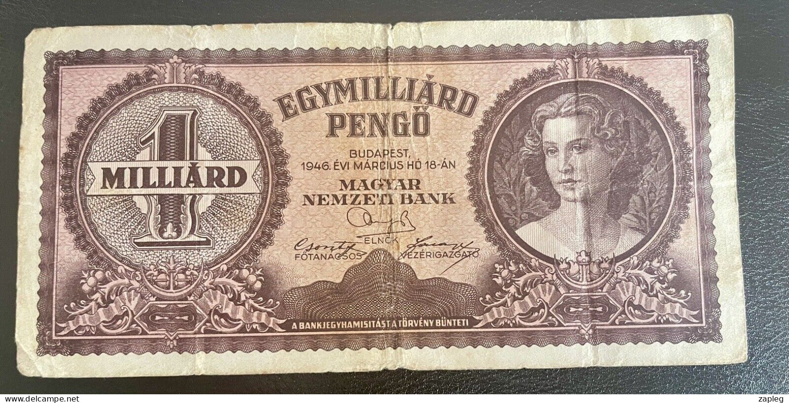 HONGRIE HUNGARY Billet 1 Milliard PENGO 1946 - Hongrie