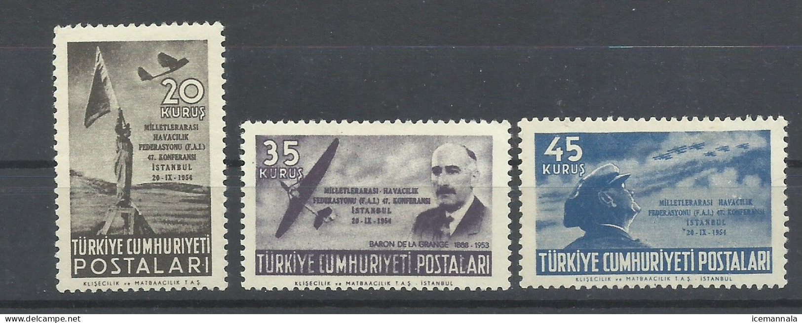 TURQUIA   YVERT  AEREO  25/27   MH  * - Airmail