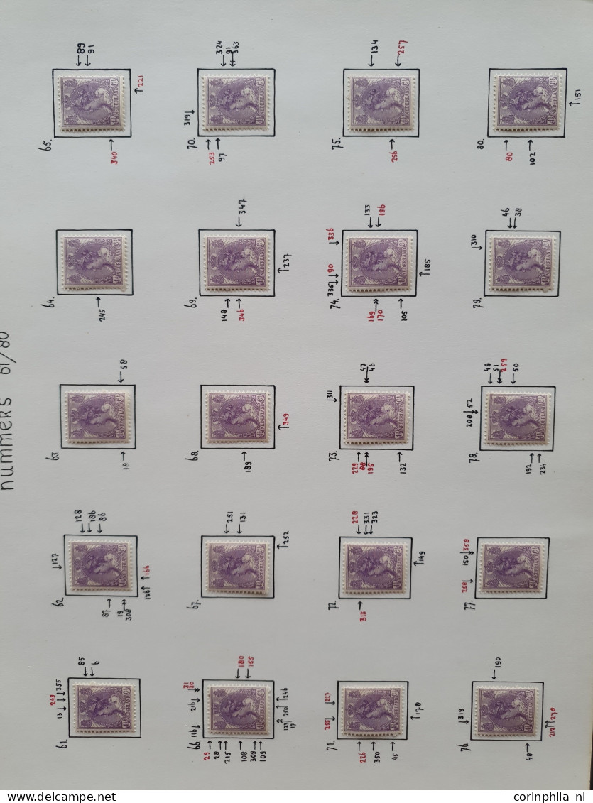 1919-1935, overcomplete plaaatreconstructie van Bontkraag 4½ cent violet */** met documentatie in map